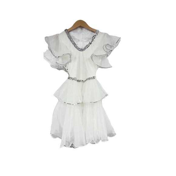 Vintage 1980’s Art Stone White Sequin Ballet Costume Leotard Dress Adult Medium - Picture 2 of 10